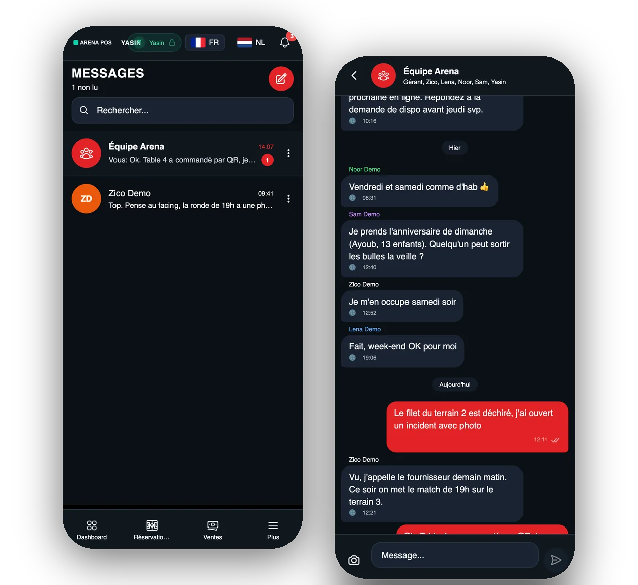 Internal chat with message translation