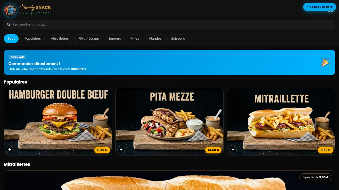 Screenshot of a branded restaurant ordering app delivered by MF International Partners.