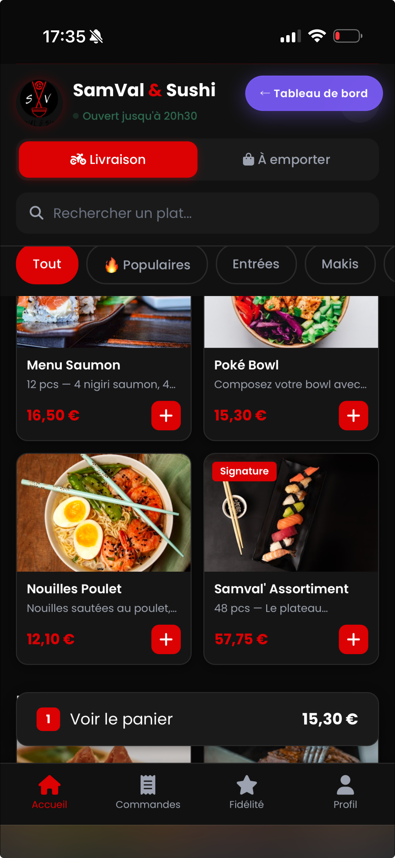 SamVal & Sushi - Application de commande